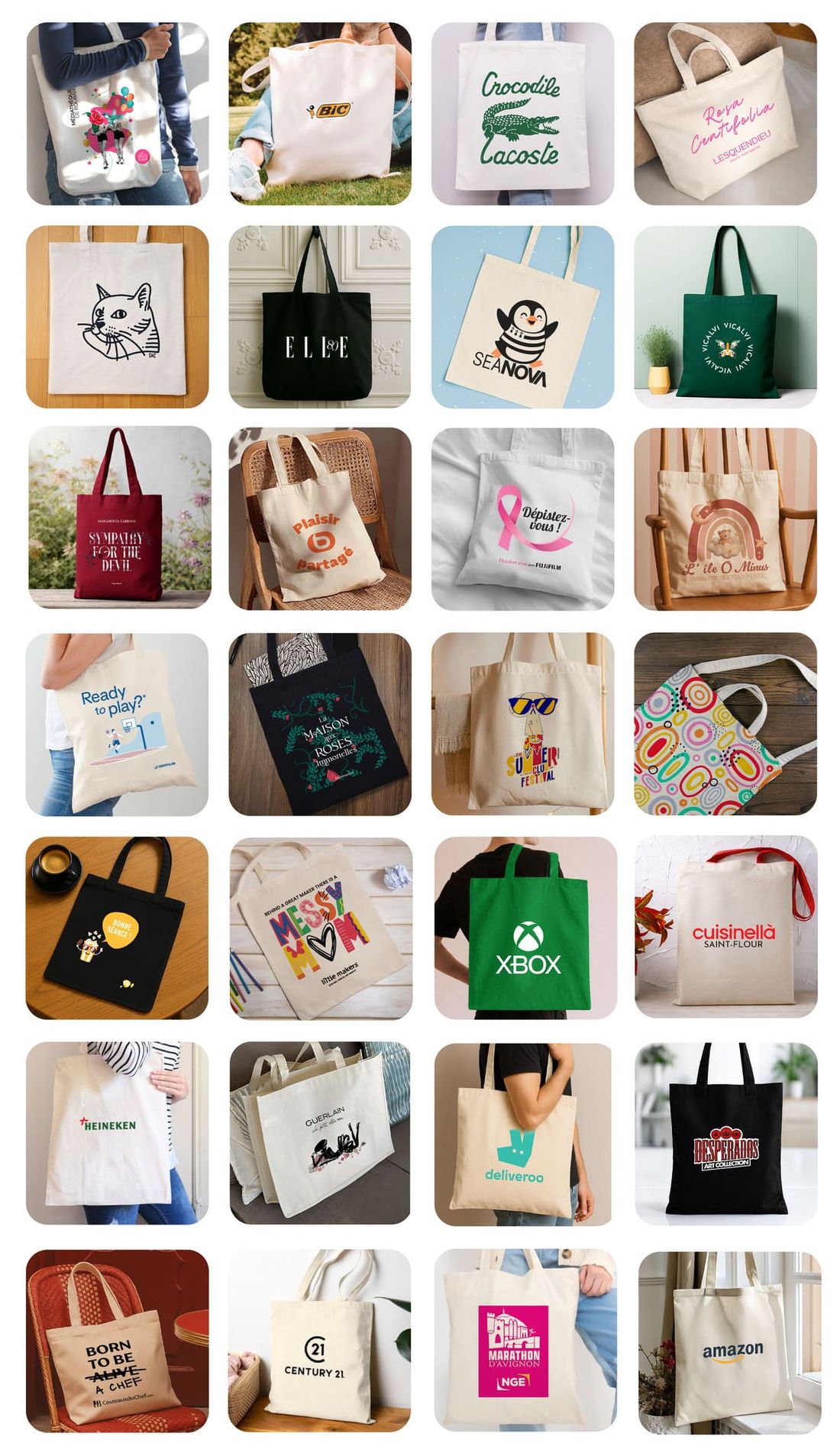 Nos réalisations de tote bags personnalisés